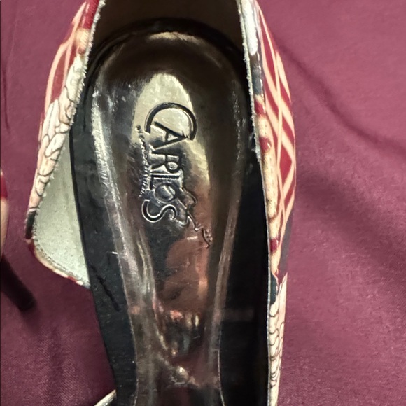 Carlos Santana Open-Toe Heels Red, Pink, Blue with Silver Buckle - Size 8 - Picture 2 of 8